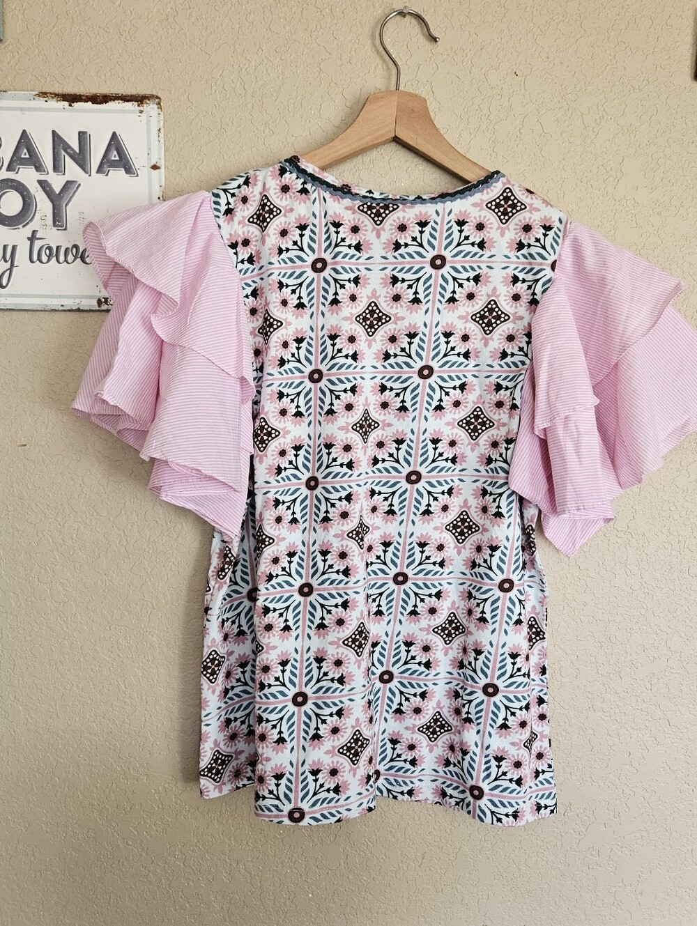 Anthropologie Let Me Be Blouse NEW Small Floral Pink Preppy Dopamine Boho Chic